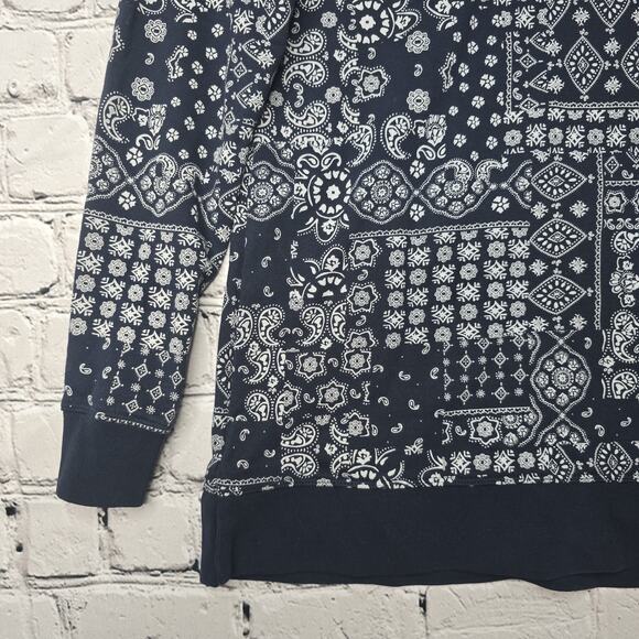 Lands End Serious Sweats Cotton Blend Blue Picnic Print Long Sleeve Sweatshirt - Picture 5 of 10